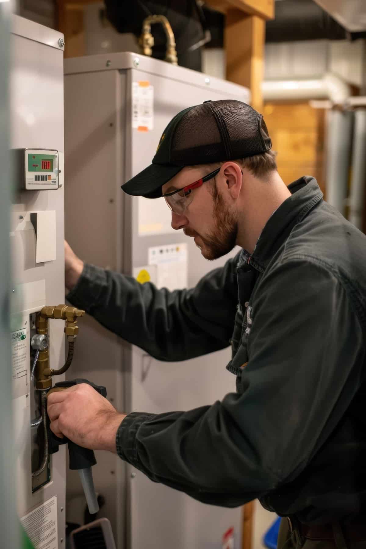 An HVAC technician performing furnace repair services in West Jordan UT