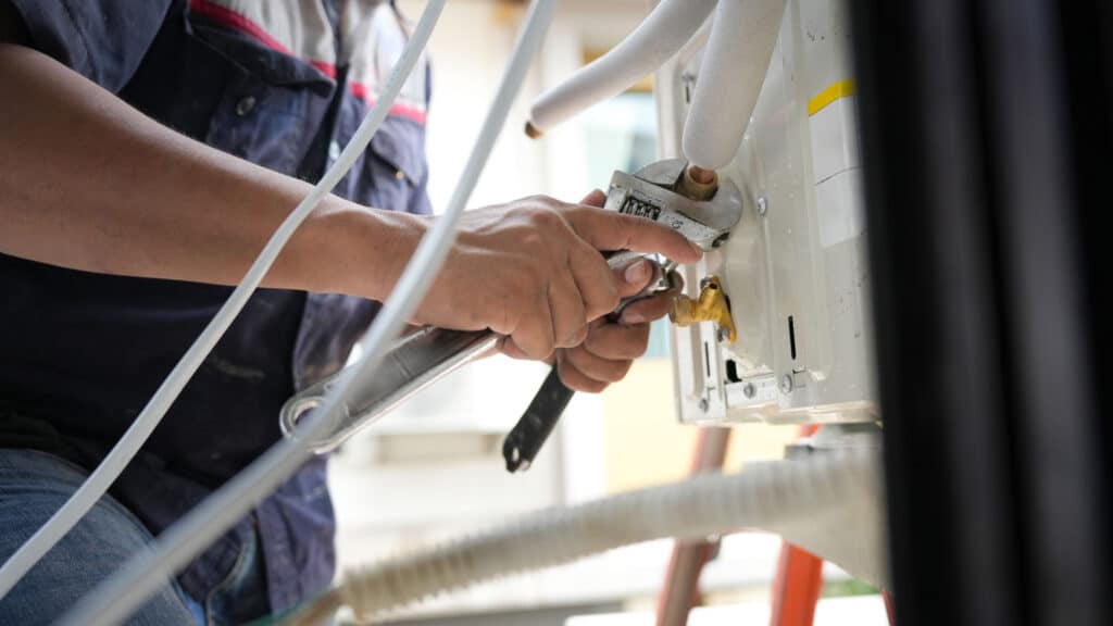 An HVAC contractor in Utah upgrading plumbing